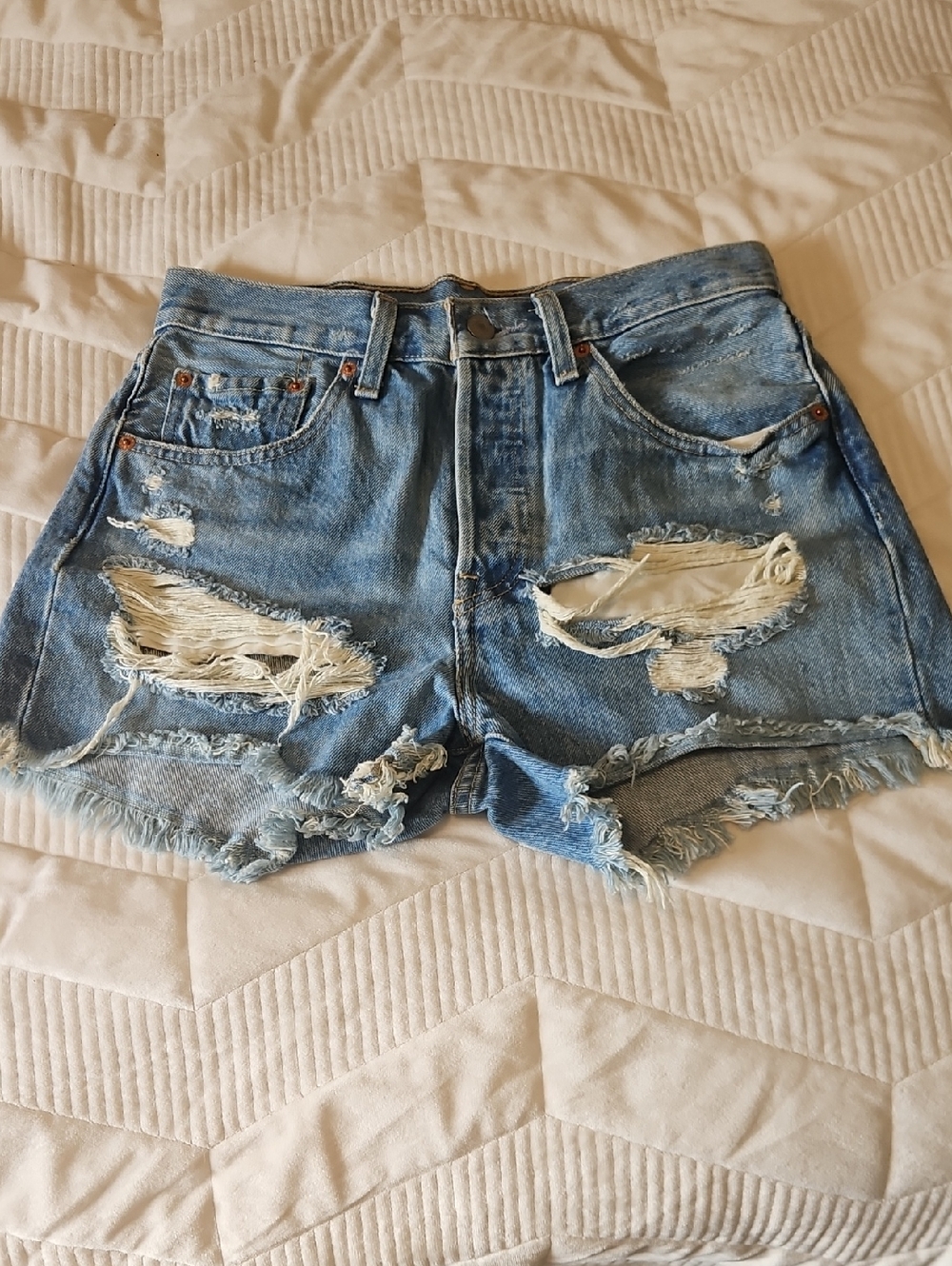 Levi Strauss 501 Distressed Denim Jean Shorts